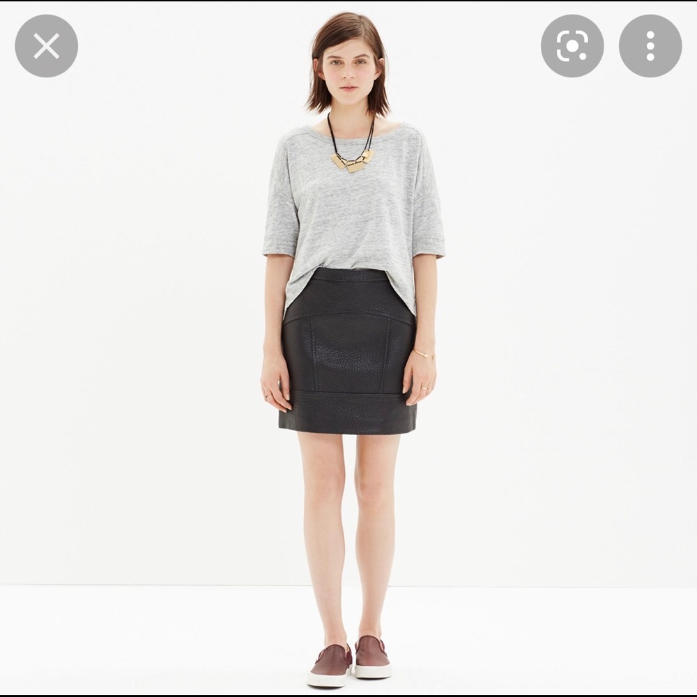 Madewell Black Leather Pebbled Mini Skirt 6